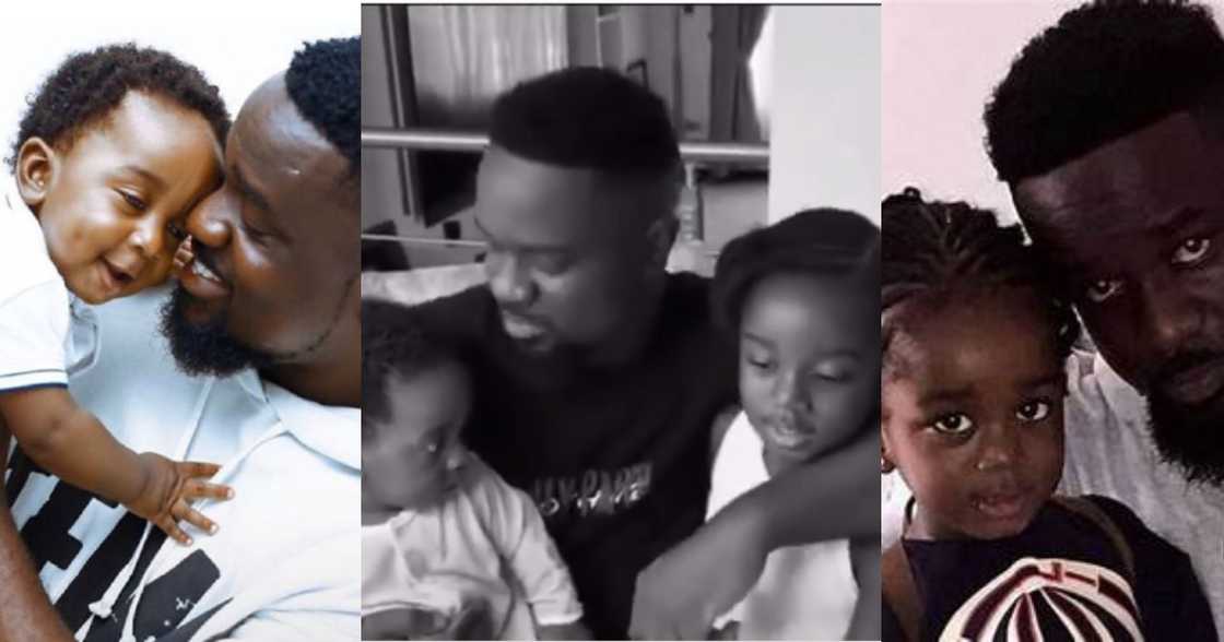 Sarkodie: 5 Moments of Rapper with his Children Captured in new Video; Feeds Titi, Carries his son