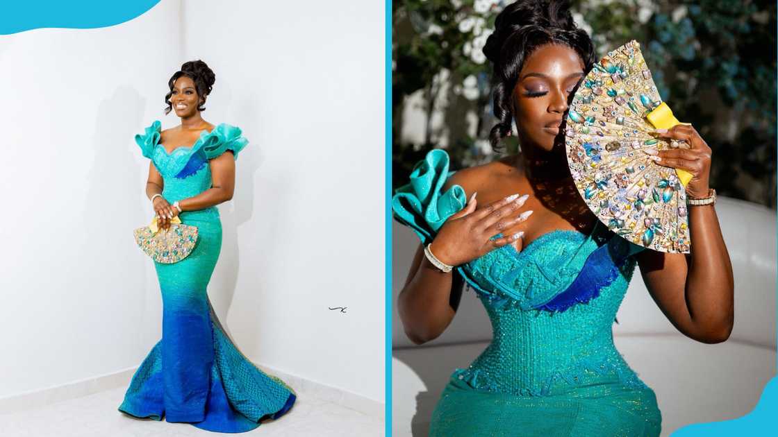 Kenbre corseted gown in turquoise Kenbre corseted gown in turquoise