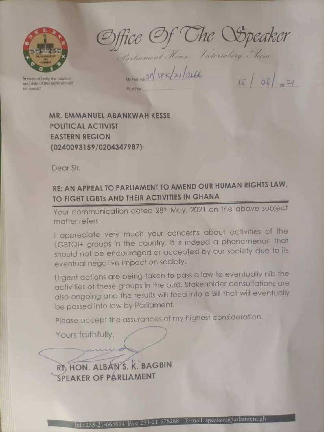 Alban Bagbin vows to reject LGBQTI; says law banning them in the offing Alban Bagbin vows to reject LGBQTI; says law banning them in the offing