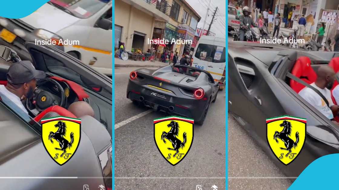 Ferrari, Ghanaian men, rich Ghanaian men, luxury cars in Ghana, Kumasi, Adum