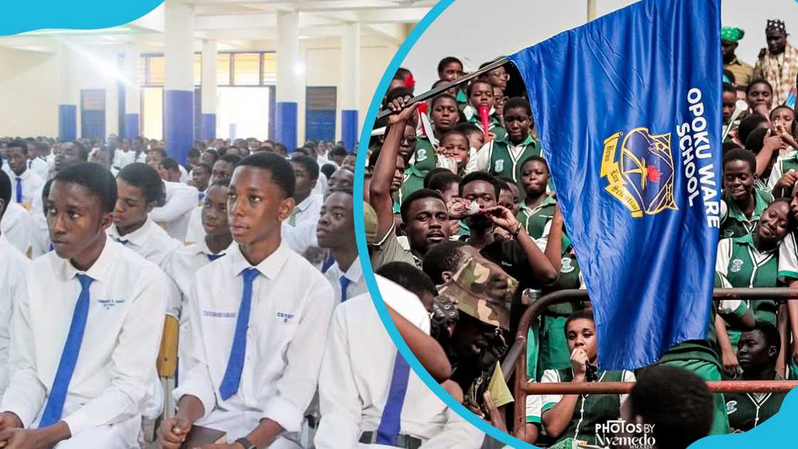 Opoku Ware School students during mass and s they cheer their team during an inter-school sports event Opoku Ware School students during mass and s they cheer their team during an inter-school sports event