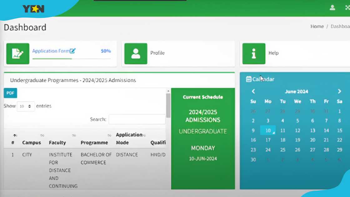 The UDS admission dashboard. The UDS admission dashboard.