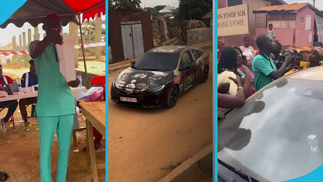 Lil Win, Lil Win car, Polling station, Lil Win votes, Honda Civic, Ghana elections