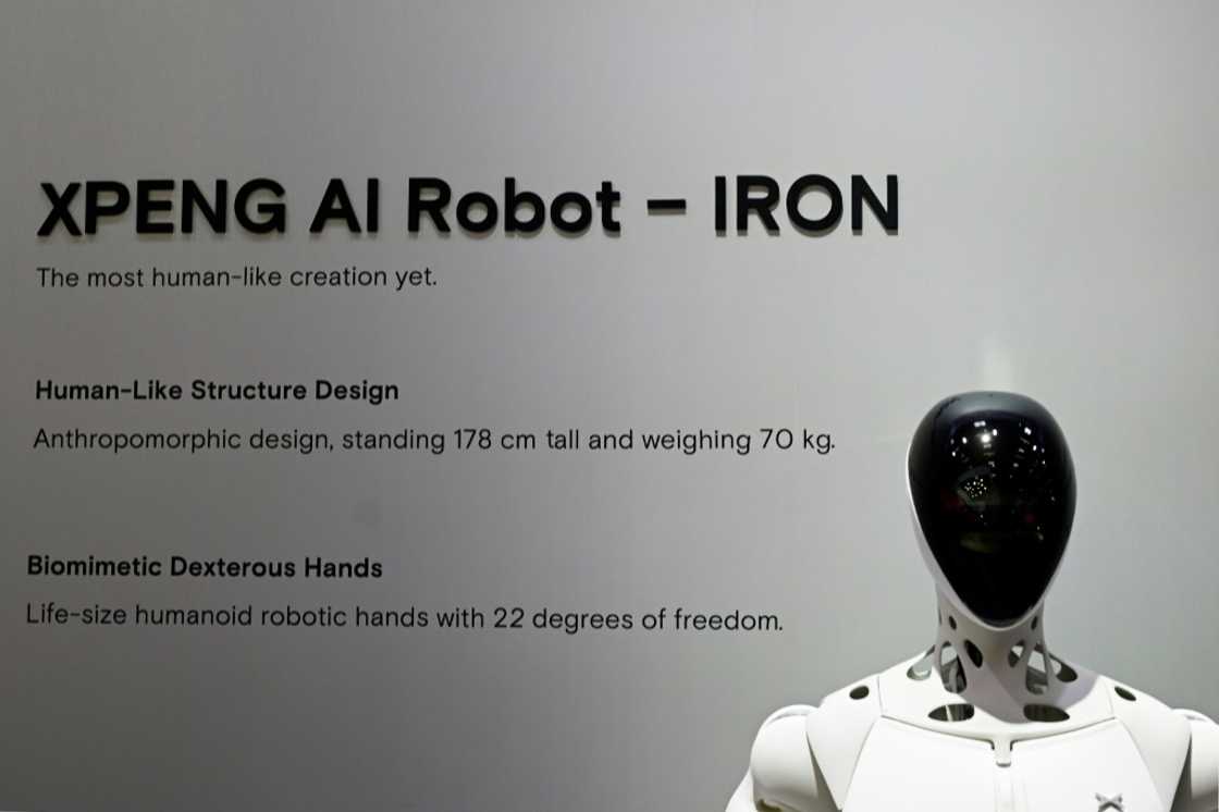 A prototype of the Xpeng robot Iron on display in Munich