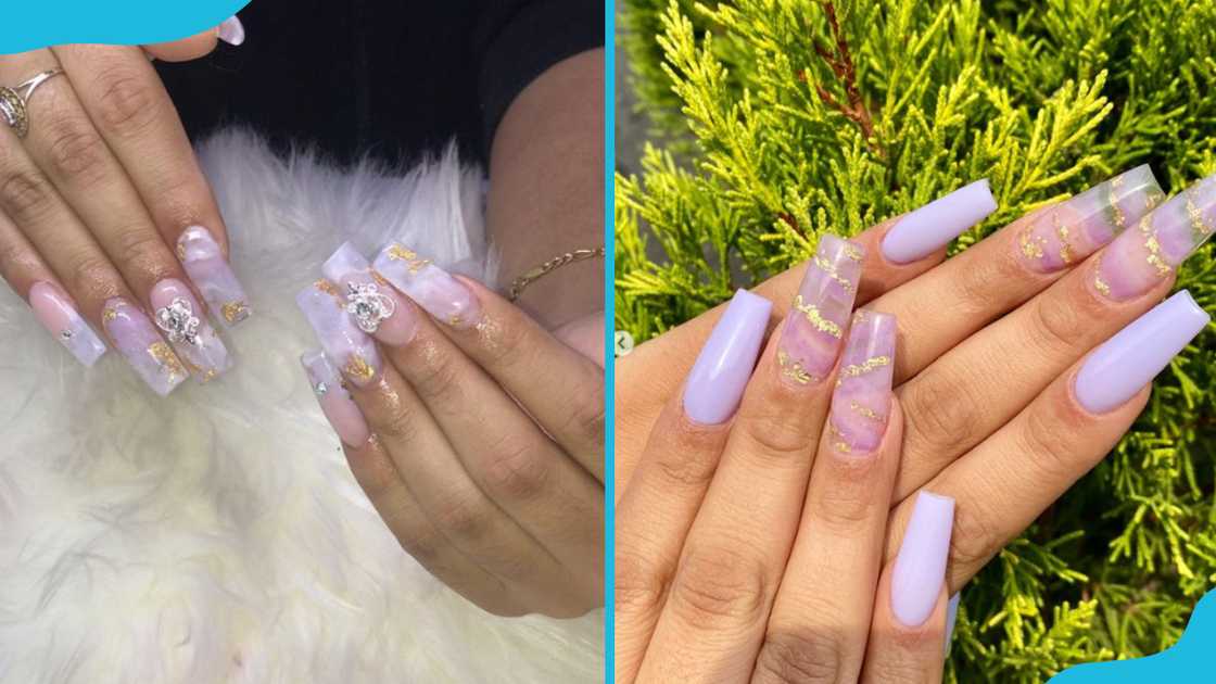 Lavender marble nails Lavender marble nails