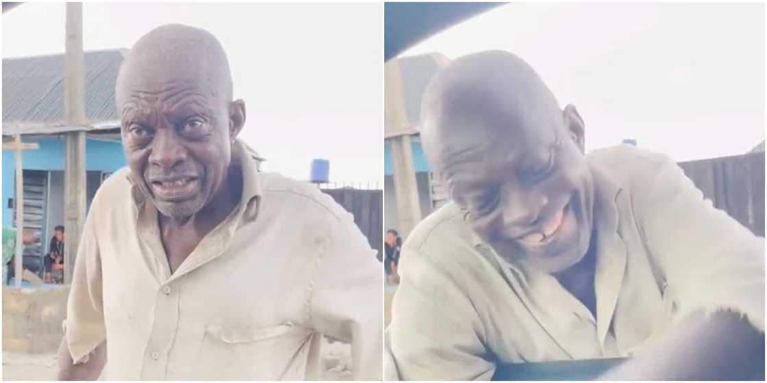 The old man was overwhelmed with joy The old man was overwhelmed with joy