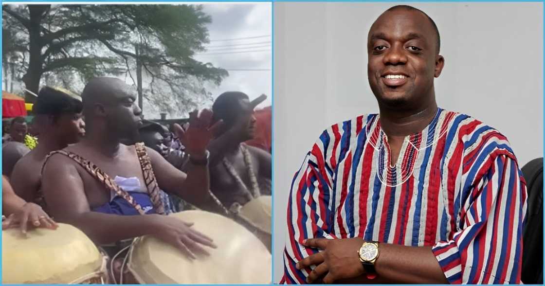 Justin Kodua: NPP General Secretary drums his heart out as he performs royal duties at Manhyia