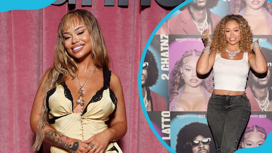 Latto at the Rabanne Womenswear Fall/Winter 2024-2025 show (L), and her backstage at Amazon Music Live Concert Series 2023 (R) Latto at the Rabanne Womenswear Fall/Winter 2024-2025 show (L), and her backstage at Amazon Music Live Concert Series 2023 (R)