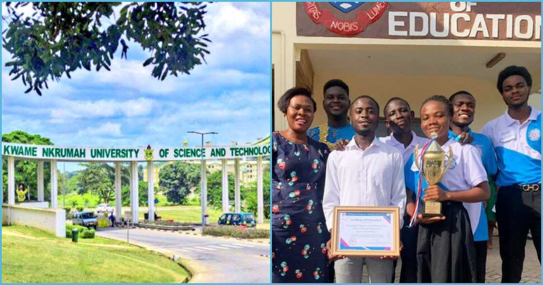 Photo of KNUST entrance and some of its students Photo of KNUST entrance and some of its students