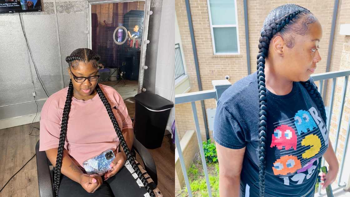 Long two braids style Long two braids style