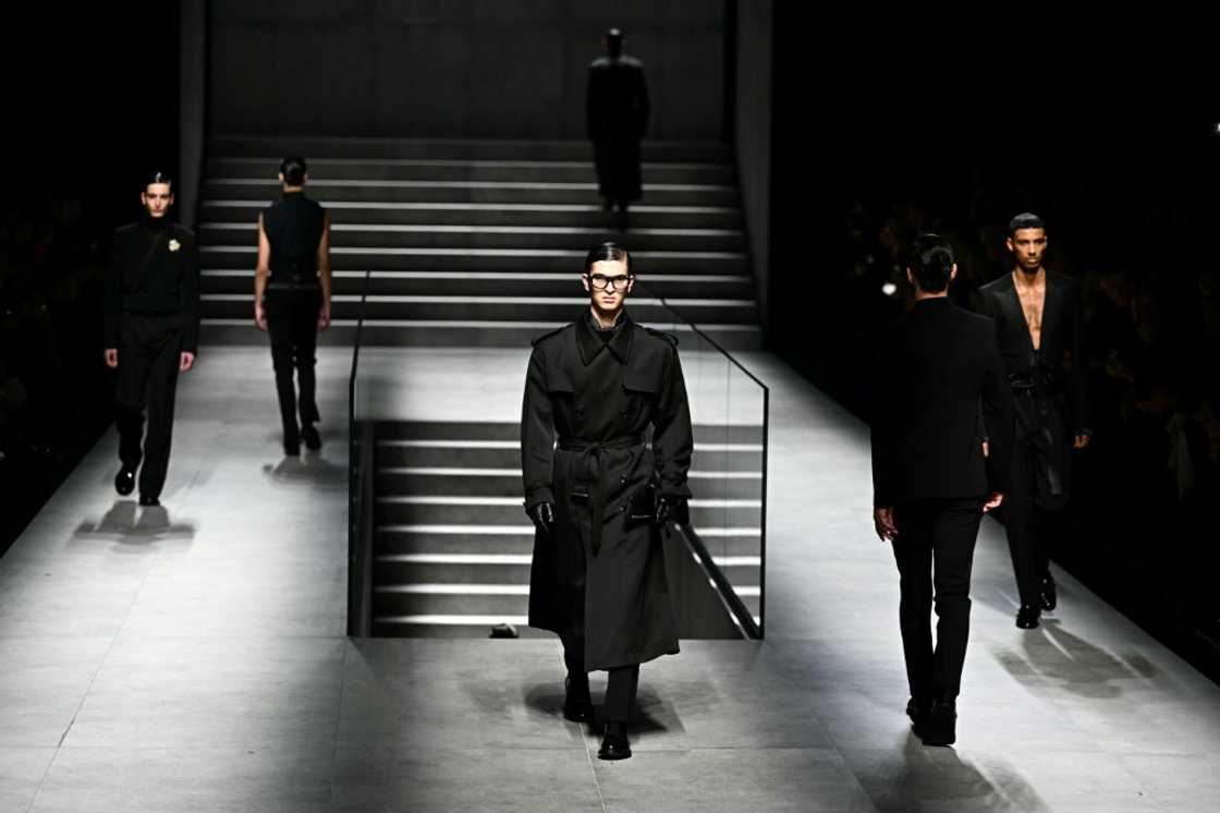 Black was the new black at Dolce & Gabbana's autumn-winter menswear show on Saturday Black was the new black at Dolce & Gabbana's autumn-winter menswear show on Saturday