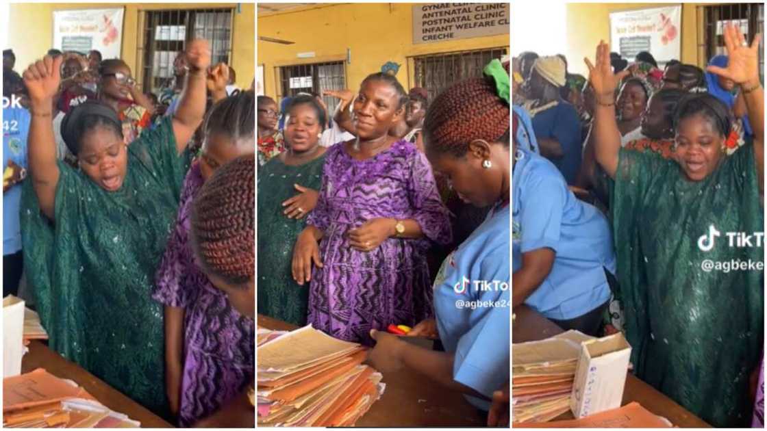 Happy pregnant women/women danced and sang.