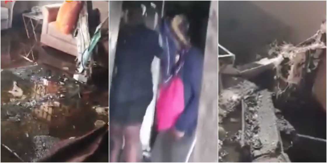 Wife sheds uncontrollable tears as her husband burns down her house after he allegedly caught her cheating Wife sheds uncontrollable tears as her husband burns down her house after he allegedly caught her cheating