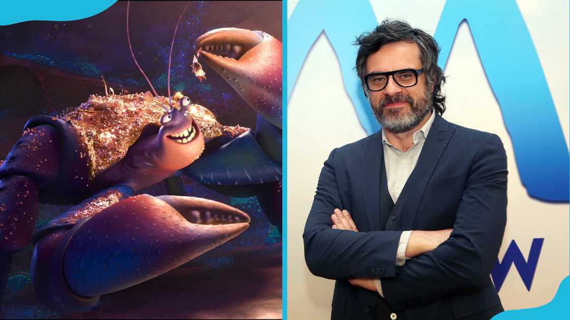 Tamatoa, the villainous giant crab (L). Actor Jemaine Clement (R).