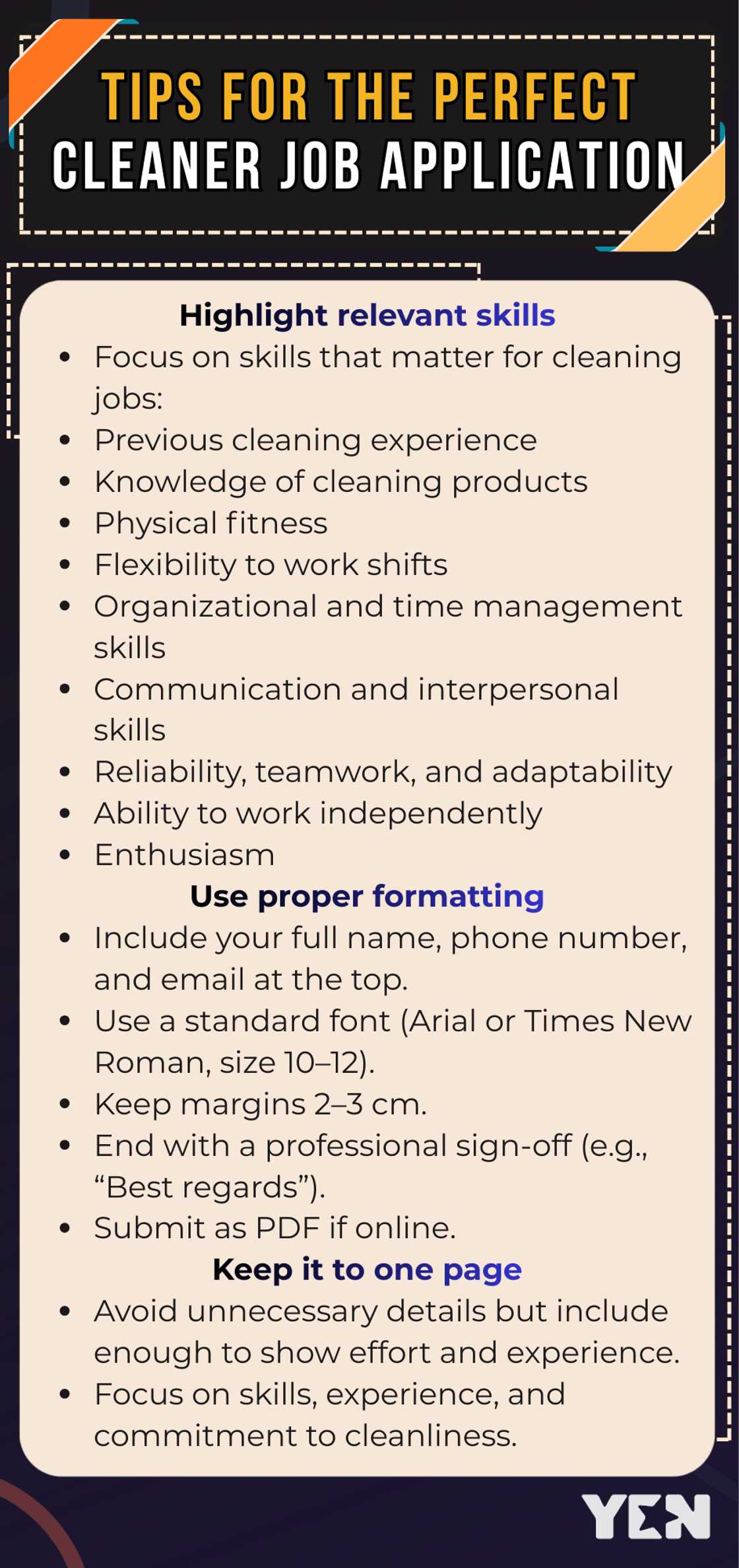 Tips for the perfect job application as a cleaner