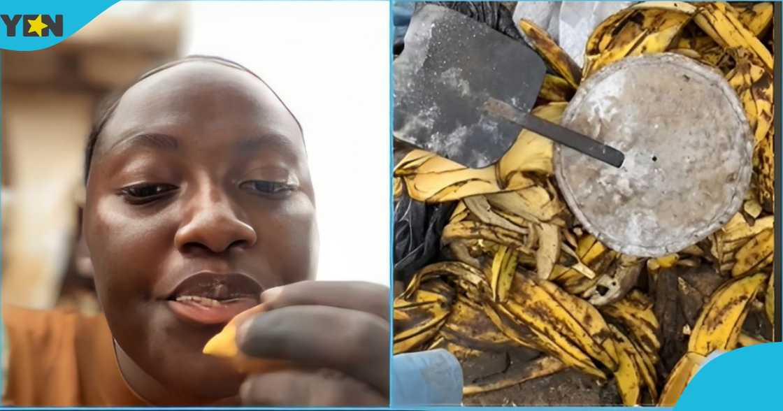 A photo of a Ghanaian lady who sells roasted plantain.