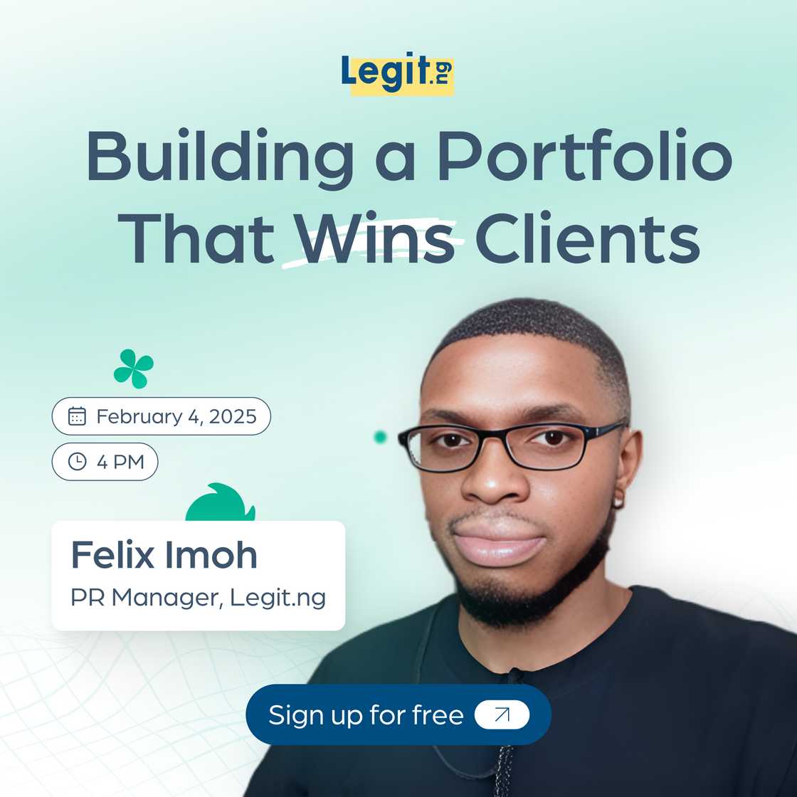 Legit.ng Invites You to a Free Webinar on Building a Portfolio that Wins Clients Legit.ng Invites You to a Free Webinar on Building a Portfolio that Wins Clients