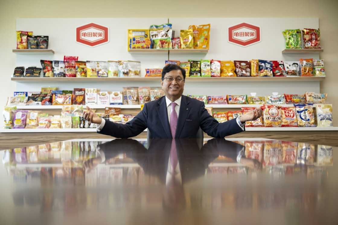 Lekh Juneja, chairman and CEO of Kameda Seika, posing for photos at the company's headquarters in Niigata city, Niigata prefecture Lekh Juneja, chairman and CEO of Kameda Seika, posing for photos at the company's headquarters in Niigata city, Niigata prefecture