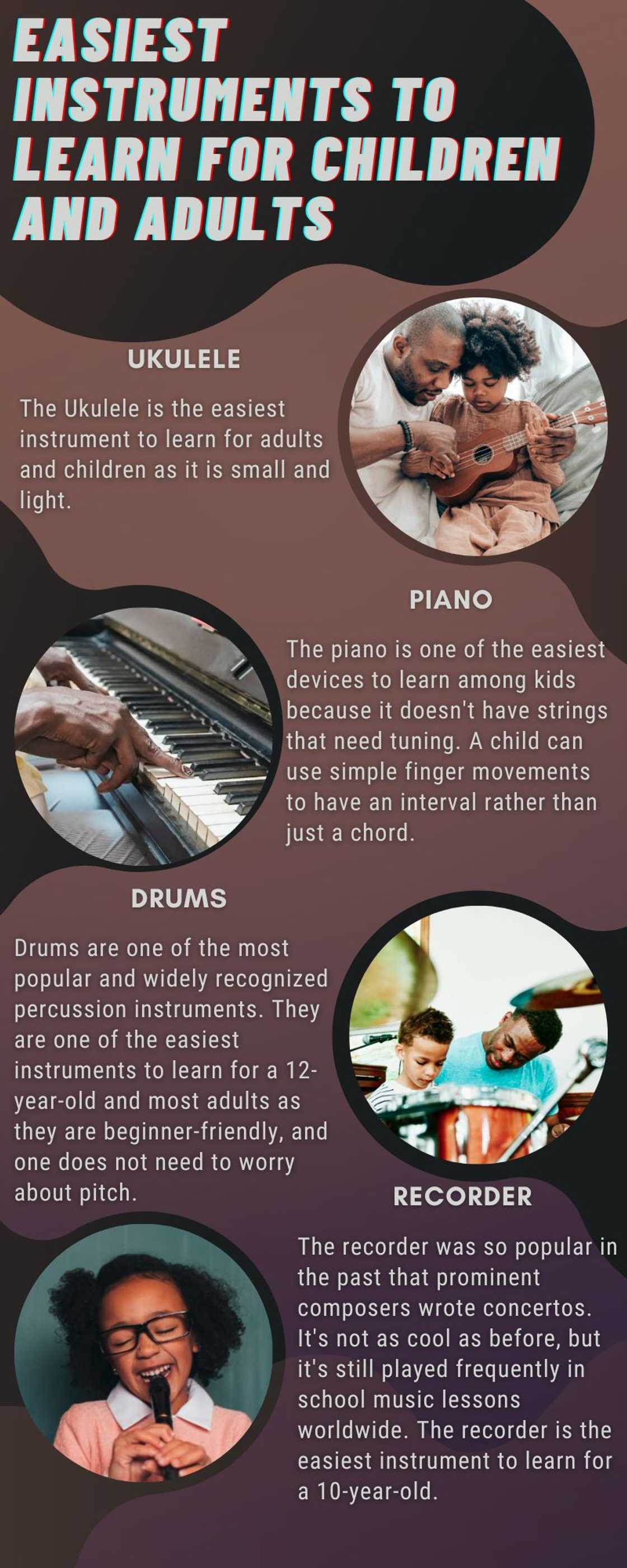 Easiest instruments to learn for children and adults
