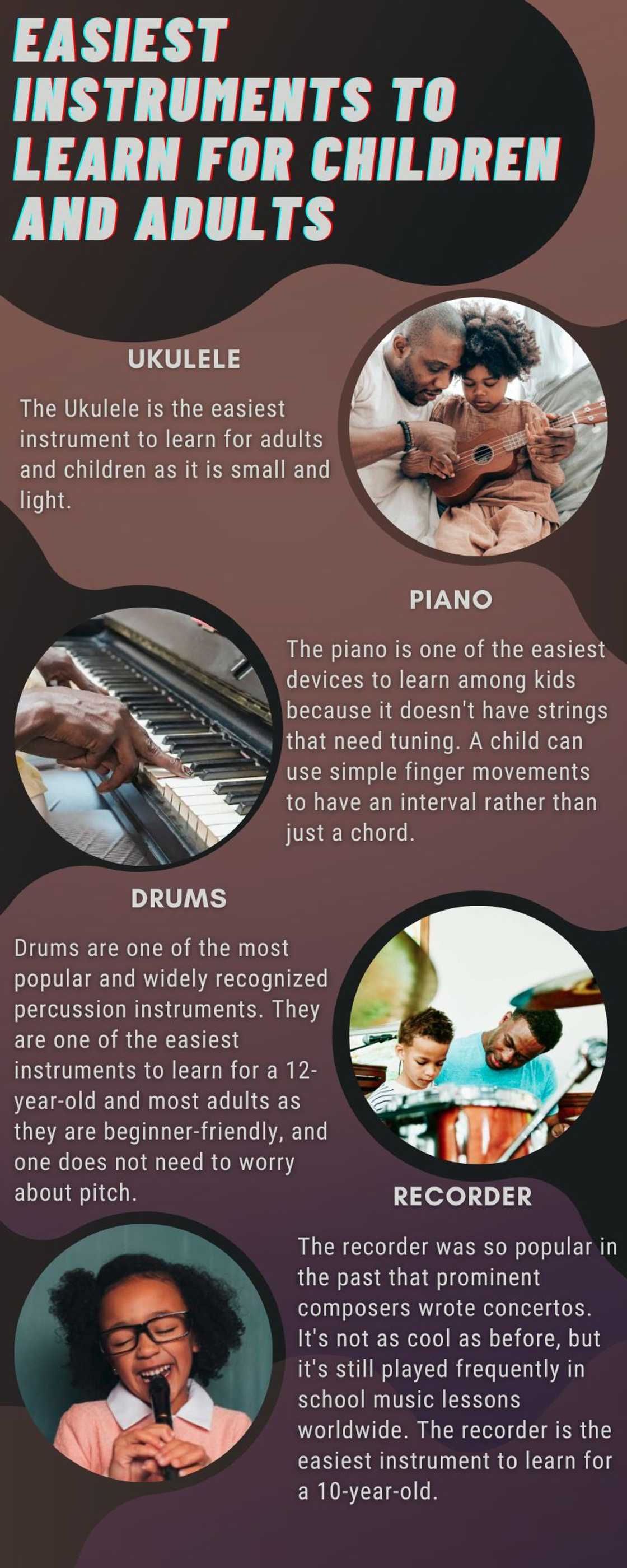 Easiest instruments to learn for children and adults Easiest instruments to learn for children and adults