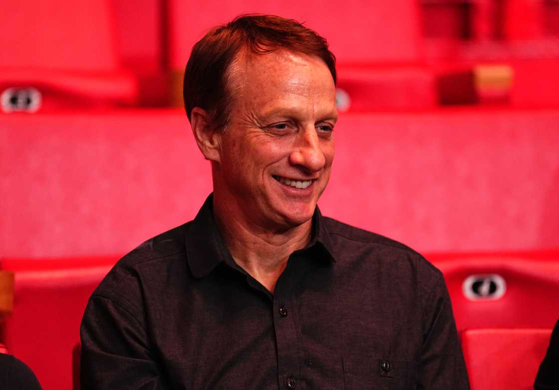 Skateboarder Tony Hawk during the UFC 299 event in Miami, Florida