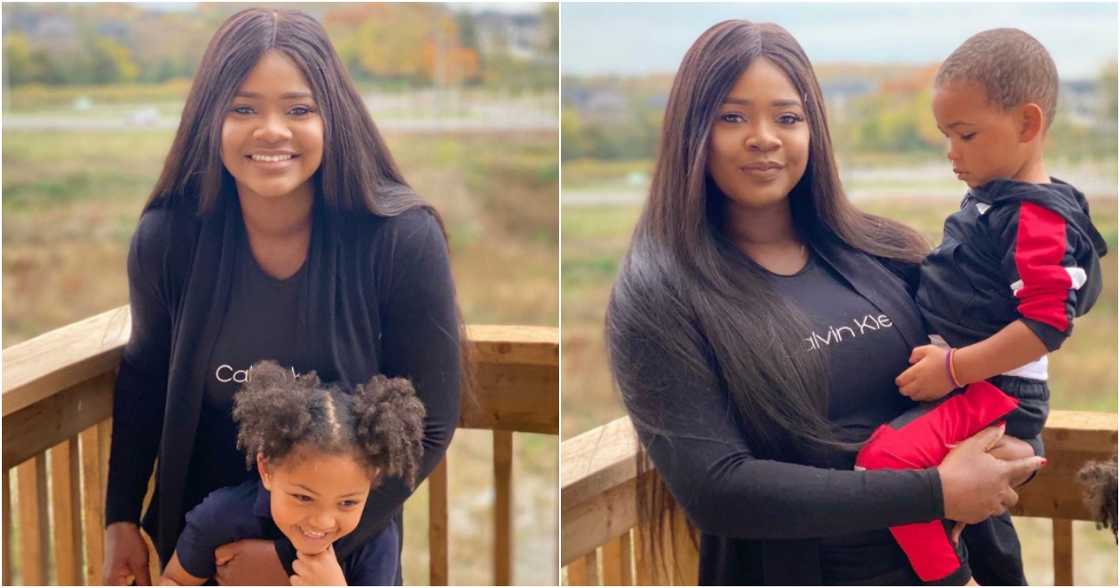 Kafui Danku poses with her daughter and son Kafui Danku poses with her daughter and son