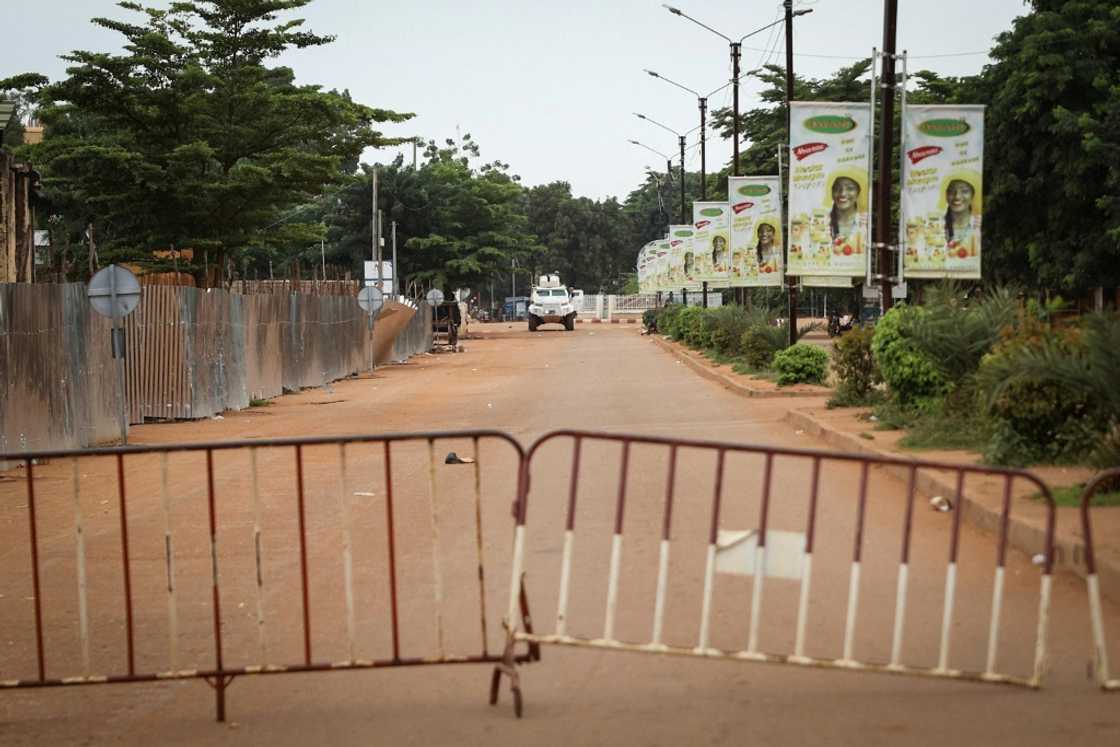 Troops blocked several main roads in the capital Ouagadougou Troops blocked several main roads in the capital Ouagadougou