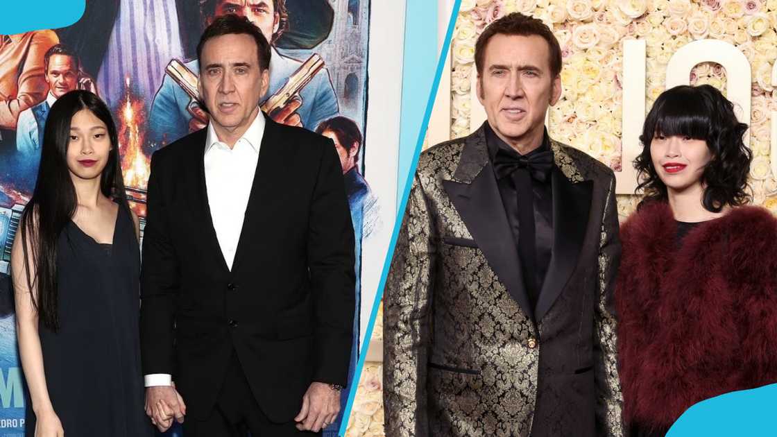 Riko Shibata and Nicolas Cage posing for photos