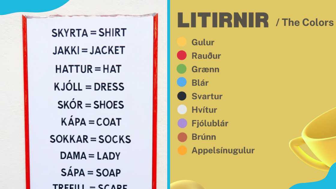 Icelandic words and their English translations