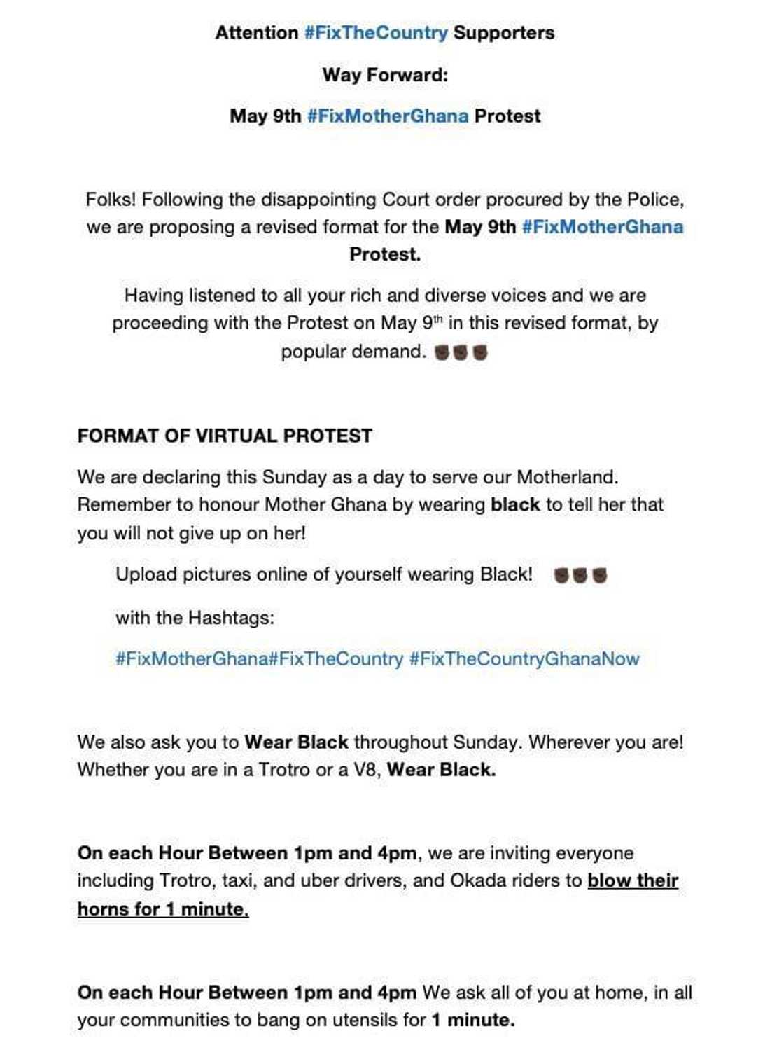 May 9 #FixTheCountry protest will go on, but with a new plan May 9 #FixTheCountry protest will go on, but with a new plan