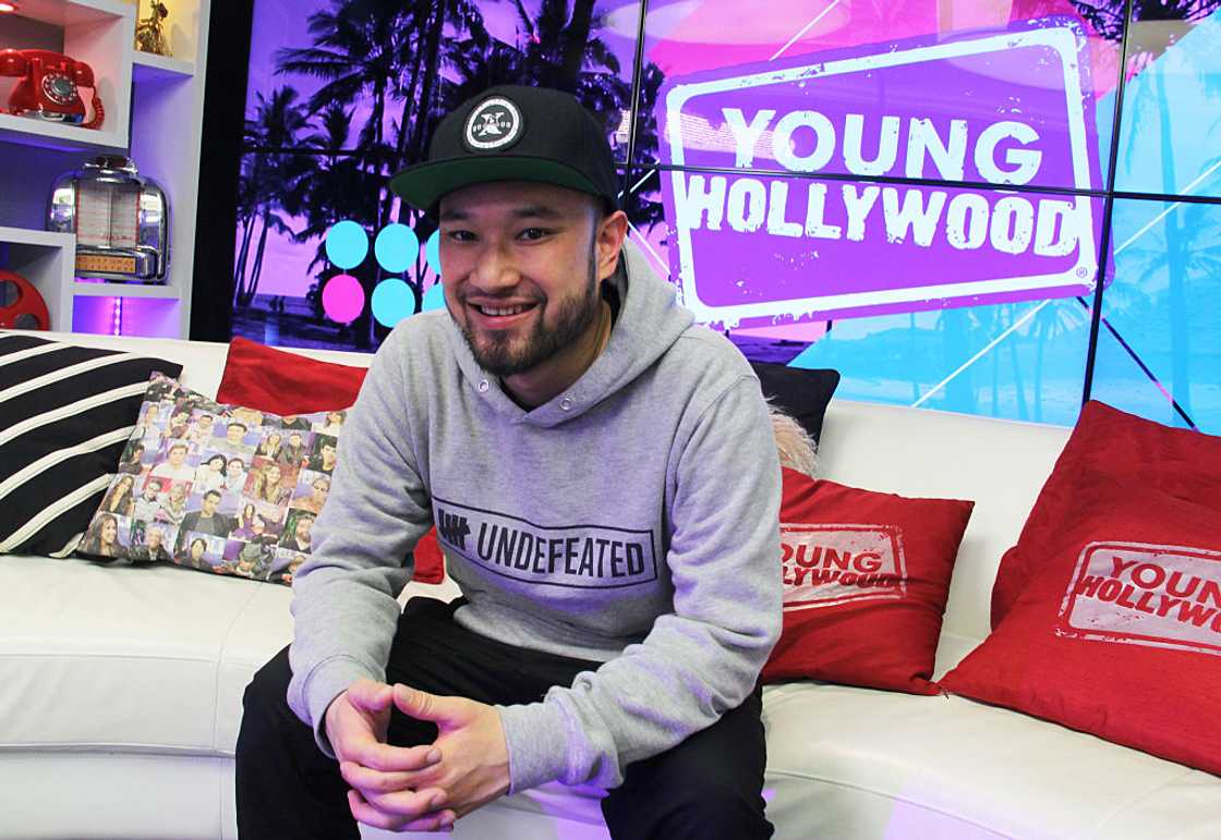 Joe "Punkee" Larot from the Jabbawockeez visits the Young Hollywood Studio in Los Angeles, California.