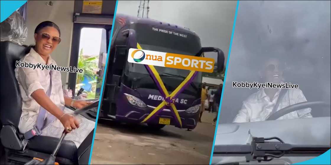 Nana Ama McBrown drives a bus Nana Ama McBrown drives a bus