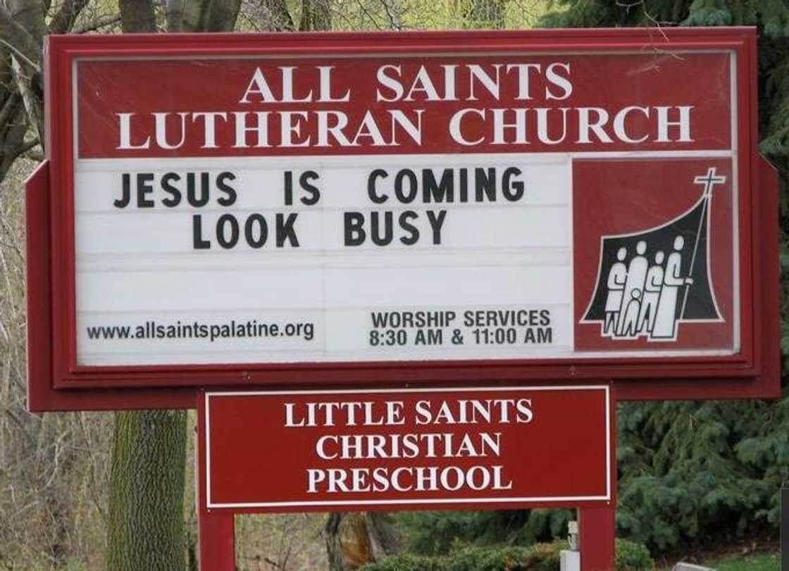 Funny church sign for All Saints Lutheran Church