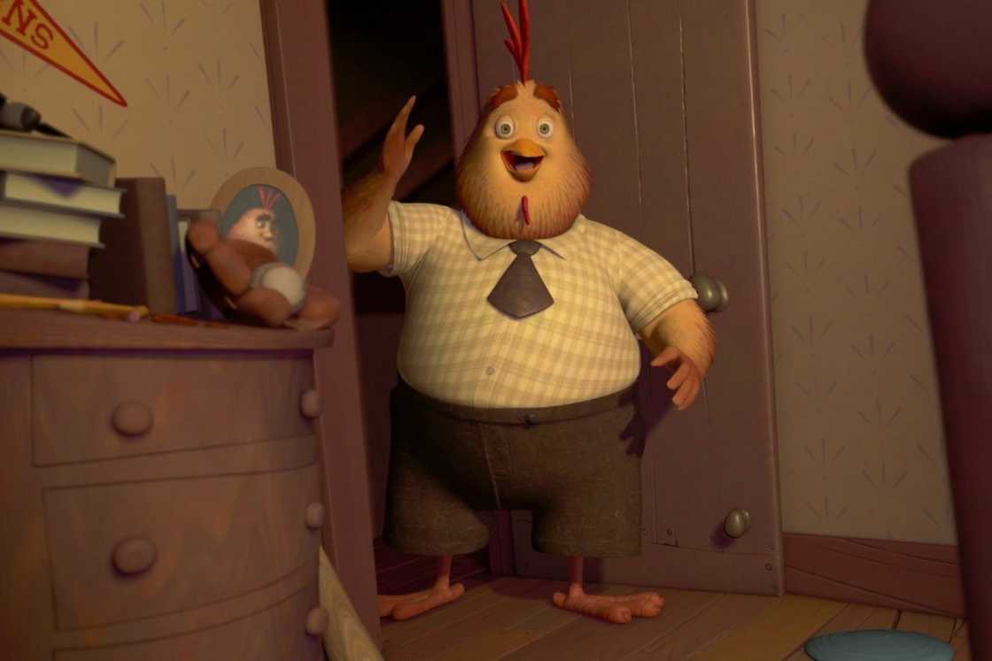 Buck Cluck is standing on the door way Buck Cluck is standing on the door way