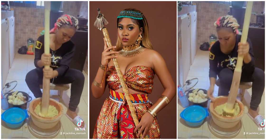 Jackline Mensah pounds fufu Jackline Mensah pounds fufu