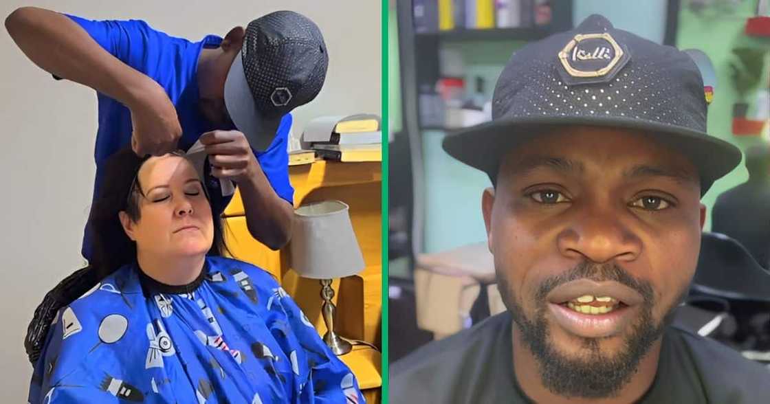 A South African male hairstylist was captured in a TikTok video transforming a wig into a stunning razor hairstyle. A South African male hairstylist was captured in a TikTok video transforming a wig into a stunning razor hairstyle.