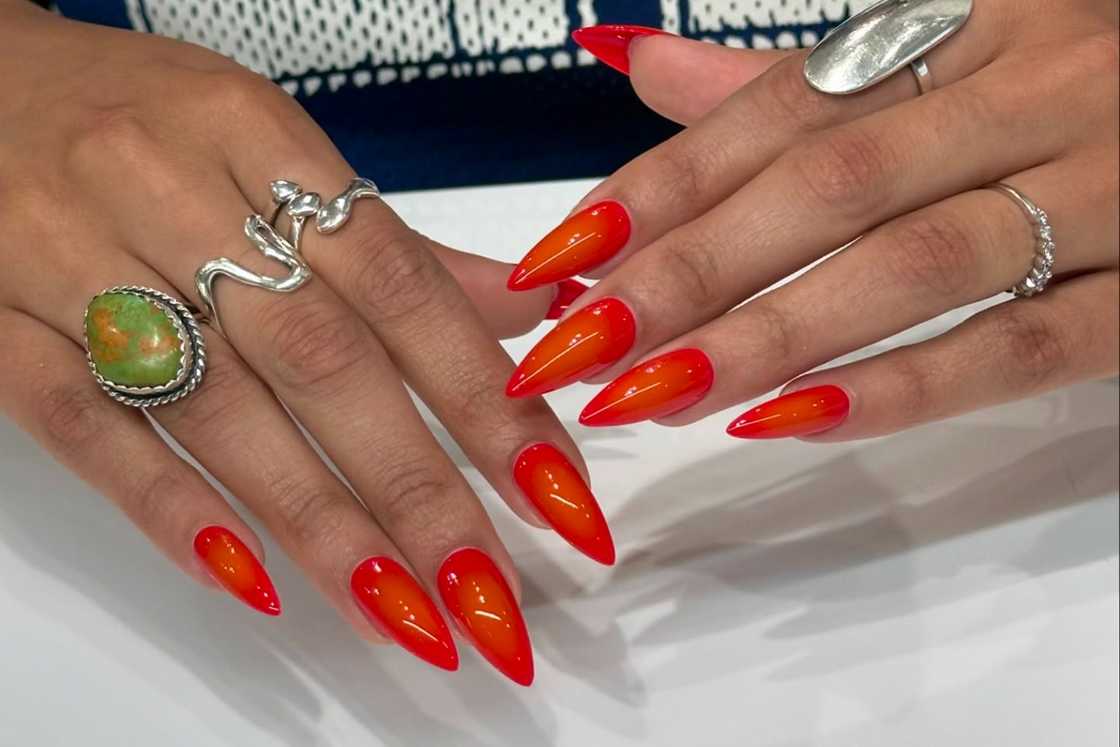 Stiletto orange nails Stiletto orange nails
