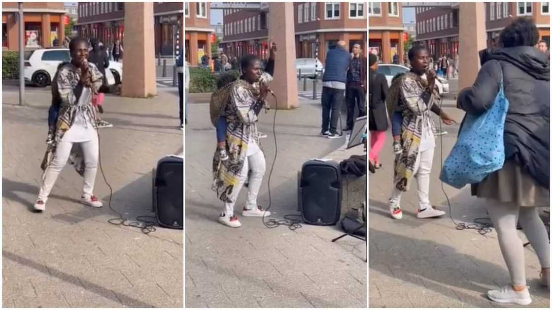 The woman sang as if she is in a church. The woman sang as if she is in a church.