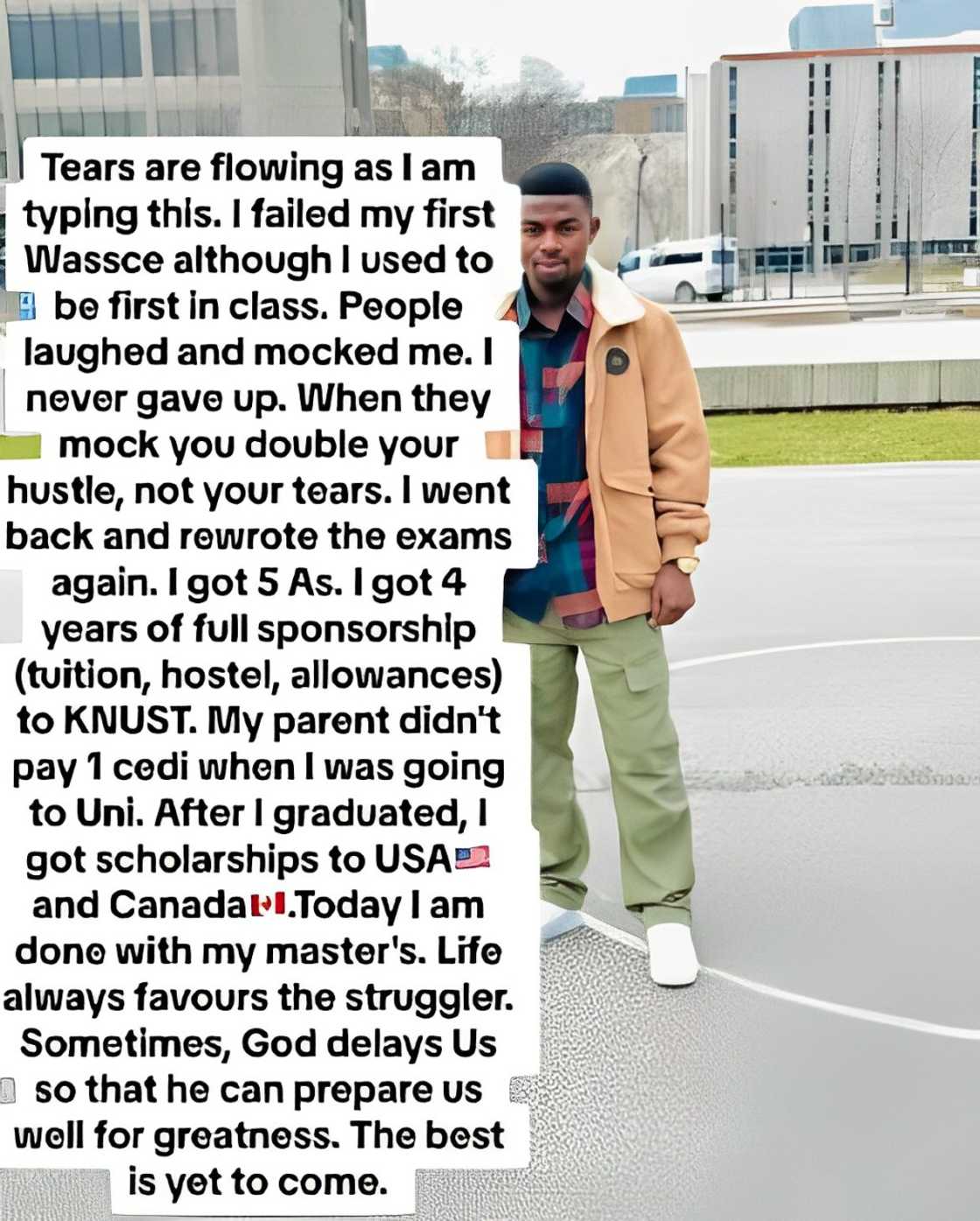 Ghanaian man shares touching story of how he secured scholarships after failing WASSCE Ghanaian man shares touching story of how he secured scholarships after failing WASSCE