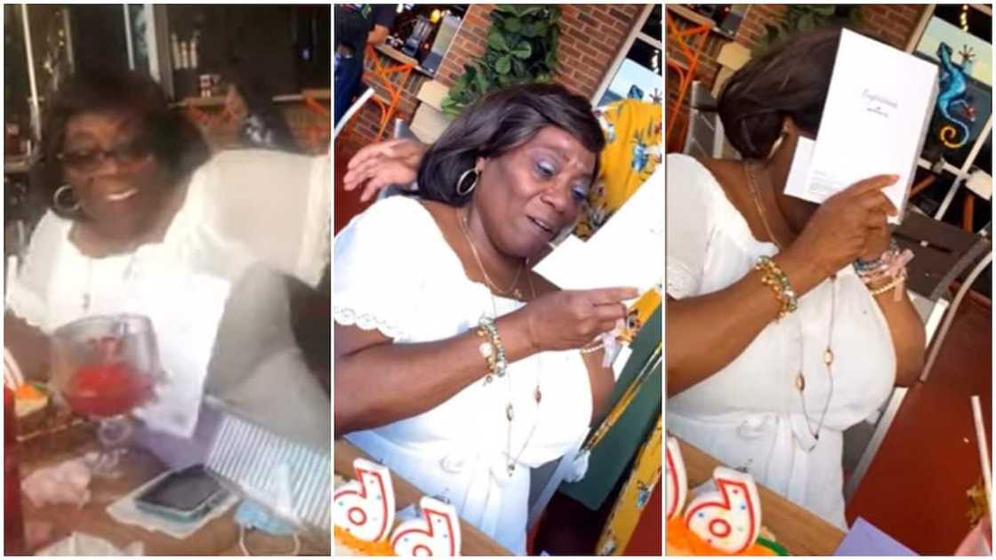 The woman screamed when she saw the gift. The woman screamed when she saw the gift.