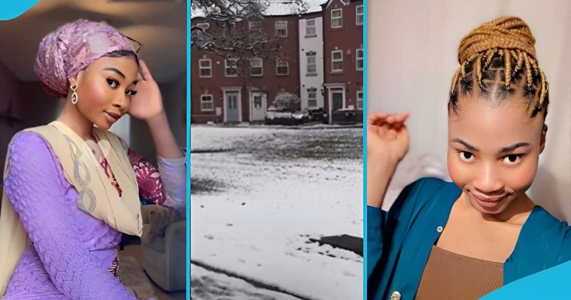 Ayisha Hamisu, Ghanaian lady, travelled abroad, snow experience, UK Ayisha Hamisu, Ghanaian lady, travelled abroad, snow experience, UK