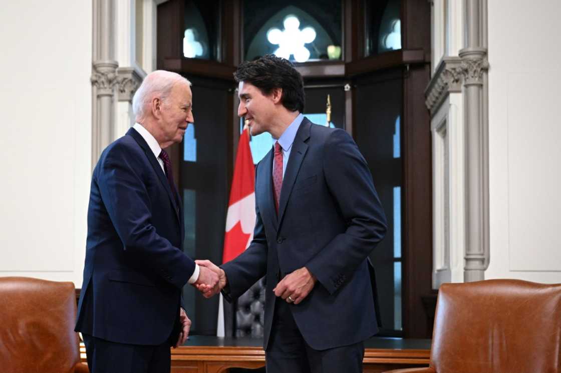 US President Joe Biden arrives for a bilateral meeting with Canada's Prime Minister Justin Trudeau at Parliament Hill in Ottawa US President Joe Biden arrives for a bilateral meeting with Canada's Prime Minister Justin Trudeau at Parliament Hill in Ottawa