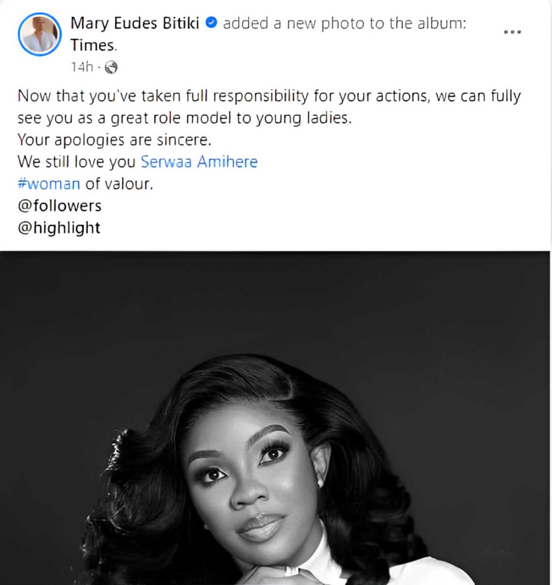 Ghanaian lady lauds Serwaa Amihere for apologising over Henry Fitz saga Ghanaian lady lauds Serwaa Amihere for apologising over Henry Fitz saga