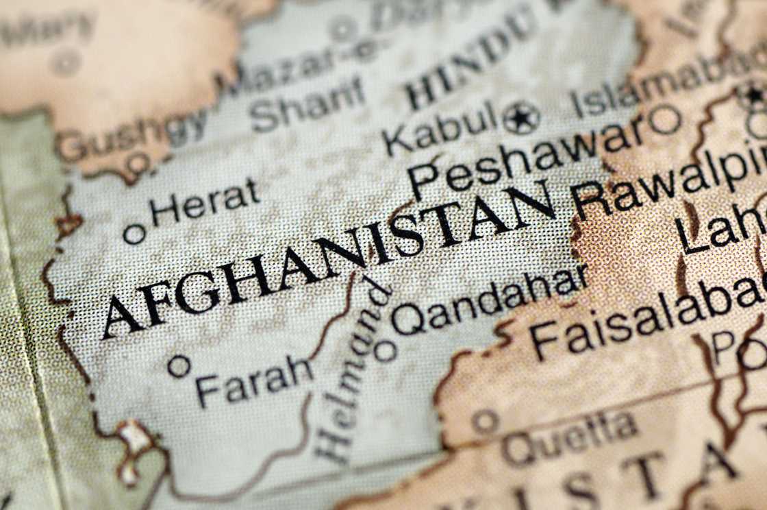 A close-up photograph of Afghanistan from a desktop globe. A close-up photograph of Afghanistan from a desktop globe.