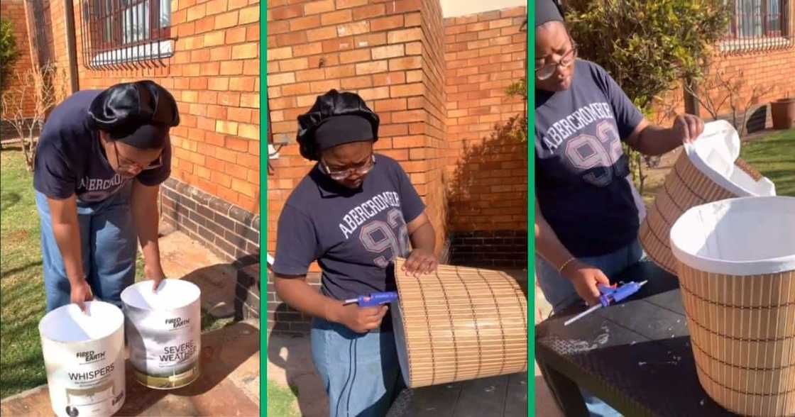 Woman upcycles old buckets into baskets