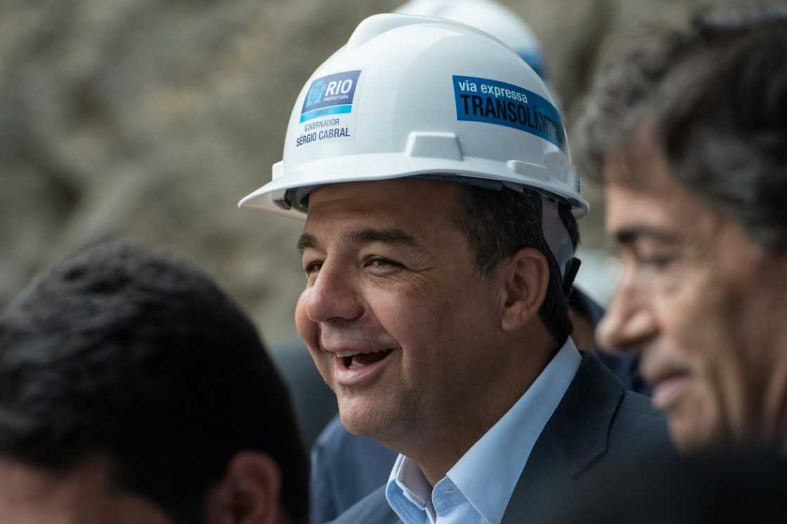 Sergio Cabral, then governor of Rio de Janeiro, smiles during a visit to a Brazilian construction site on November 8, 2013; he is expected to be freed soon from prison after serving six years on massive corruption charges