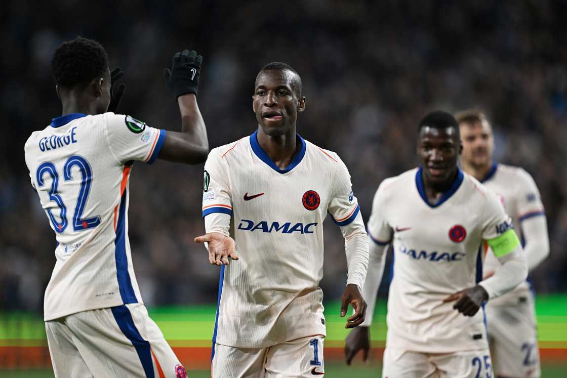 Nicolas Jackson celebrates scoring his team's fourth goal with team mate Tyrique George during the UEFA Conference League 2024/25 Semi Final First Leg match between Djurgarden and Chelsea FC at Stockholm Arena on May 01, 2025 in Stockholm, Sweden Nicolas Jackson celebrates scoring his team's fourth goal with team mate Tyrique George during the UEFA Conference League 2024/25 Semi Final First Leg match between Djurgarden and Chelsea FC at Stockholm Arena on May 01, 2025 in Stockholm, Sweden
