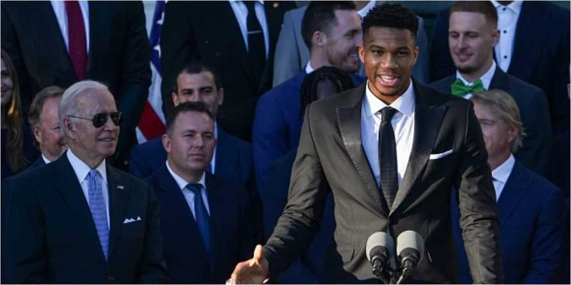 Giannis Antetokounmpo visits US President Biden at White House Giannis Antetokounmpo visits US President Biden at White House