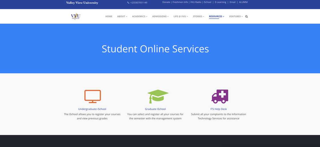 Valley View University iSchool portal Valley View University iSchool portal