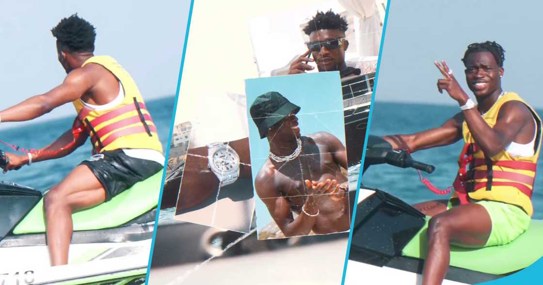 Kudus and Kamaldeen ride jet skis, yacht, and flaunt their diamond jewellery and luxury outfits on vacation